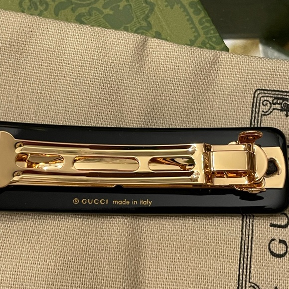 NIB FULL INCLUSION GUCCI CRYSTAL HAIR CLIP BARRETTE TORTOISE RESIN ITALY - Picture 4 of 9
